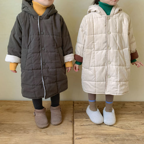 Children's cotton-padded clothes long plus velvet padded winter cotton-padded jacket